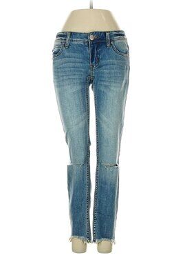 Free People Women's Ripped Cropped Skinny Jeans In Tupelo Blue Wash - Size 24